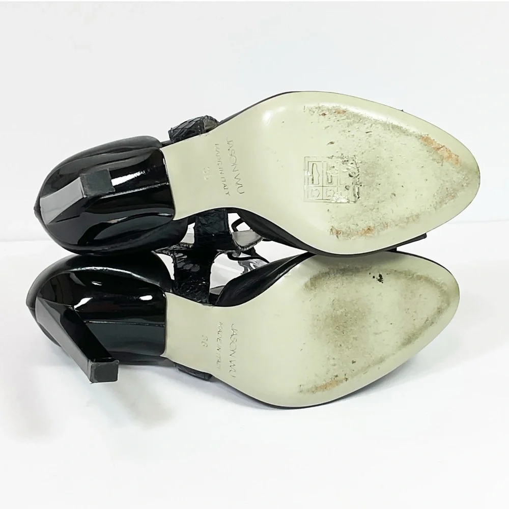 Jason Wu Runway Billie Snake Print Leather Cutout High Heel Sandals - Picture 8 of 10